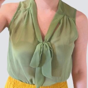 Sleeveless Green Chiffon Top